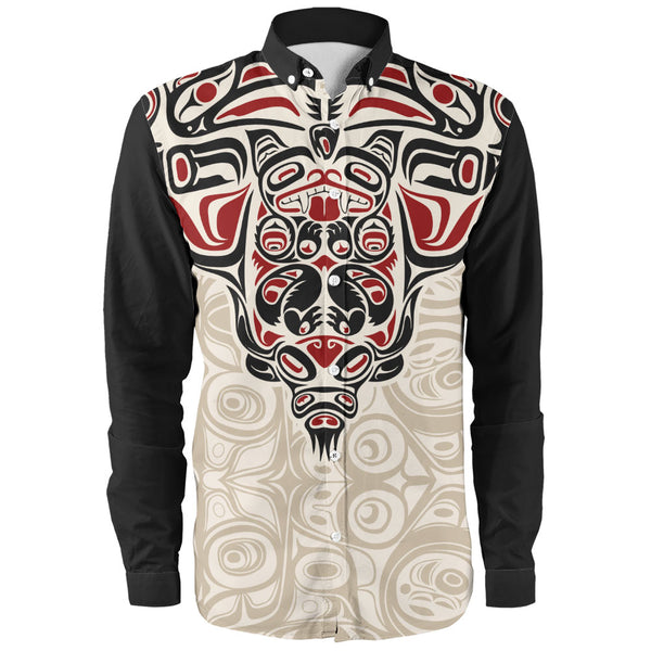 Canada Long Sleeve Shirt Haida Thunderbird Tribal Spirit Design