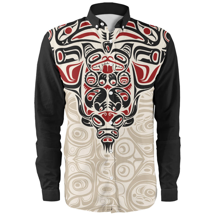 Canada Long Sleeve Shirt Haida Thunderbird Tribal Spirit Design