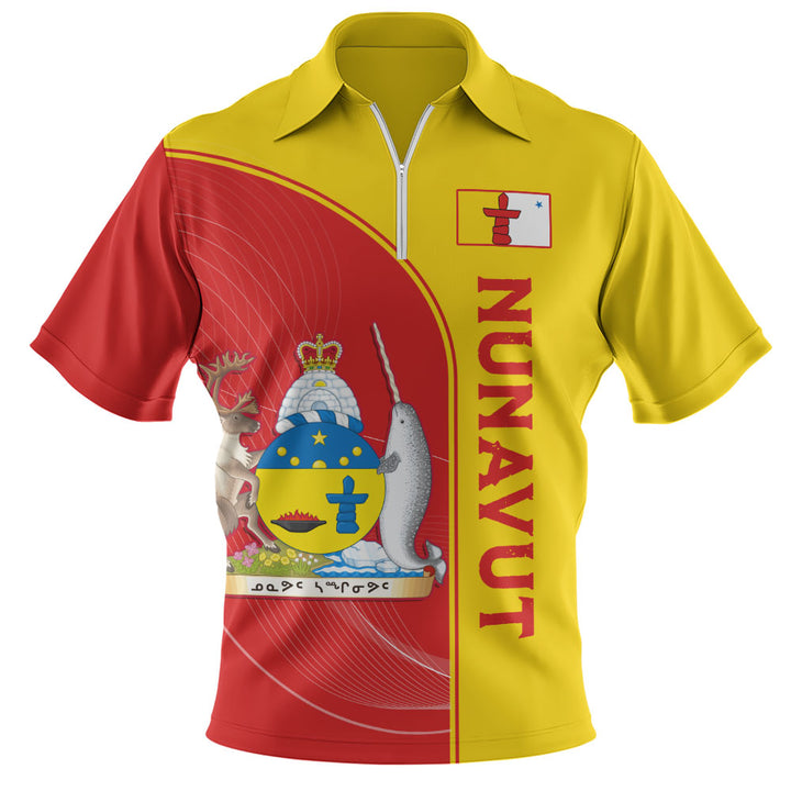 Nunavut Zip Polo Shirt Proud Provincial Heritage