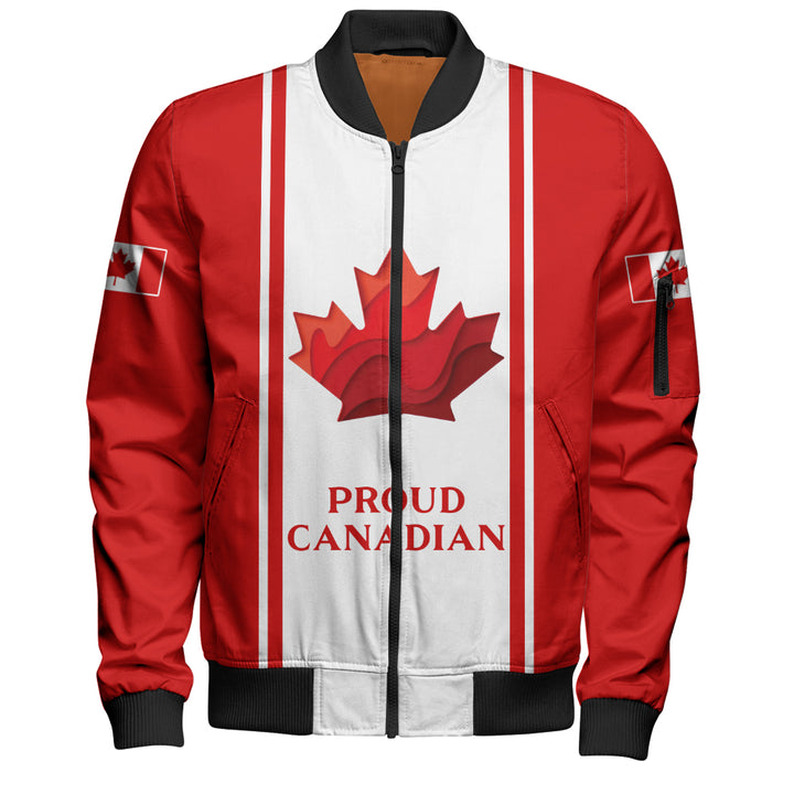 Canada Bomber Jacket Proud Canadian Vertical Maple Flag Edition