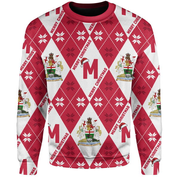 Manitoba Sweatshirt Christmas Argyle Pattern With Royal Crest