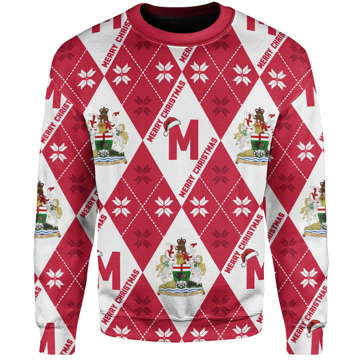 Manitoba Sweatshirt Christmas Argyle Pattern With Royal Crest
