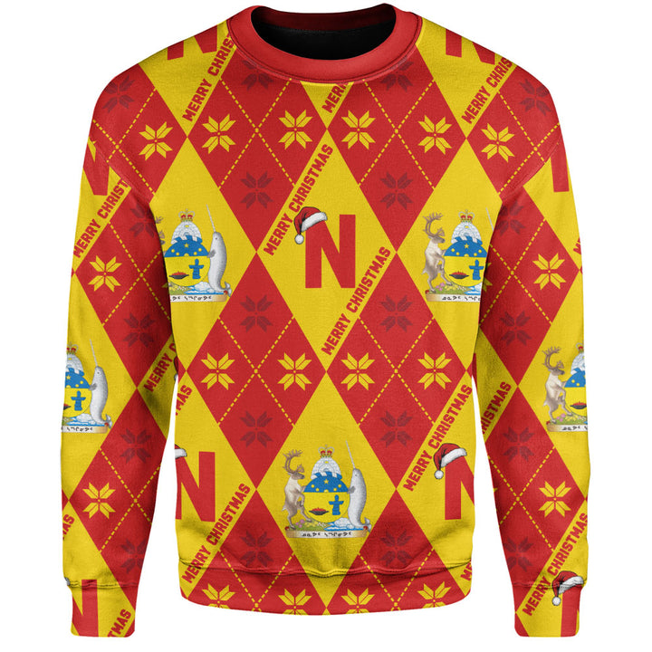 Nunavut Sweatshirt Christmas Argyle Pattern With Royal Crest