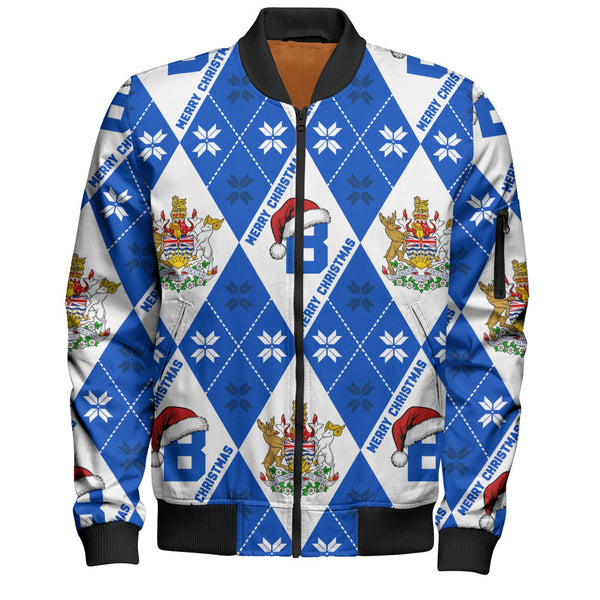 British Columbia Bomber Jacket Christmas Argyle Pattern With Royal Crest