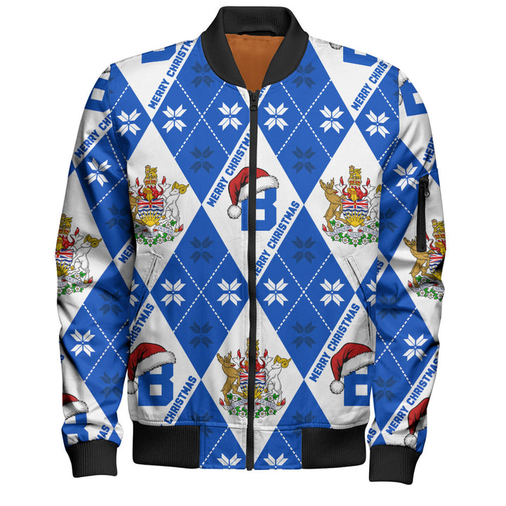 British Columbia Bomber Jacket Christmas Argyle Pattern With Royal Crest