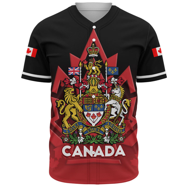 Canada Baseball Shirt Royal Red Black National Emblem Of Canada
