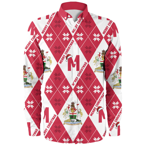 Manitoba Long Sleeve Shirt Christmas Argyle Pattern With Royal Crest