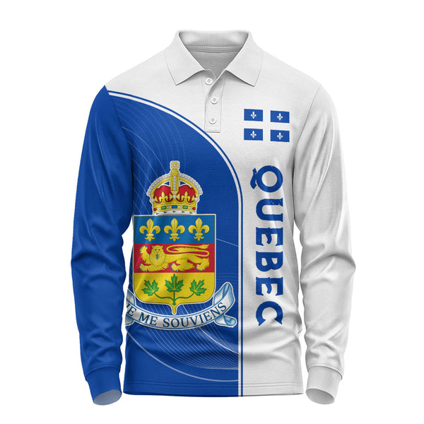 Quebec Long Sleeve Polo Shirt Proud Provincial Heritage