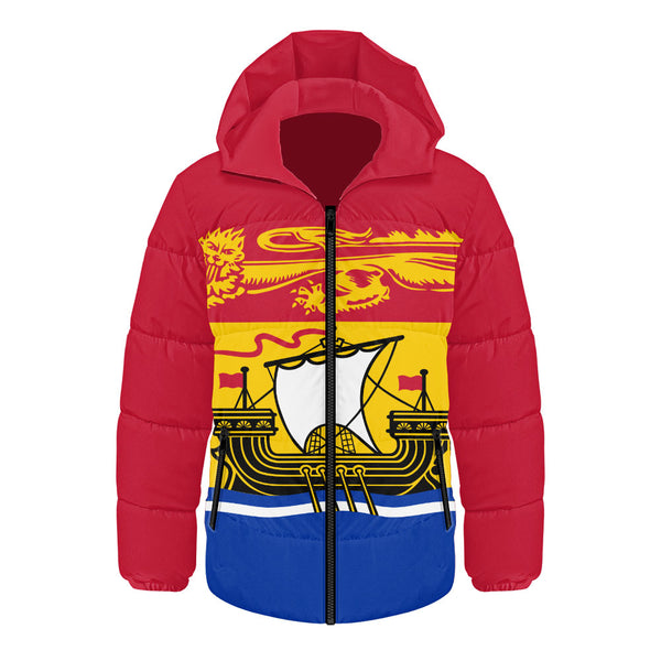 New Brunswick Hooded Padded Jacket Flag Minimalist Pride Style