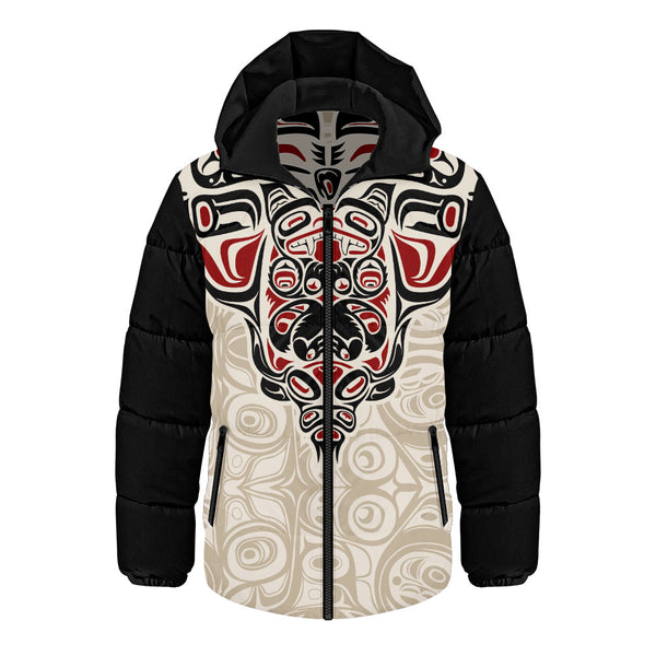 Canada Hooded Padded Jacket Haida Thunderbird Tribal Spirit Design