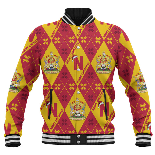 New Brunswick Baseball Jacket Christmas Argyle Pattern With Royal Crest
