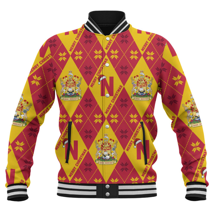 New Brunswick Baseball Jacket Christmas Argyle Pattern With Royal Crest