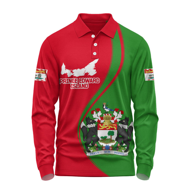 Prince Edward Island Long Sleeve Polo Shirt Canada Territories Pride