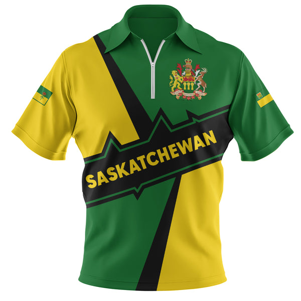 Saskatchewan Zip Polo Shirt Loyal True North Provincial Style