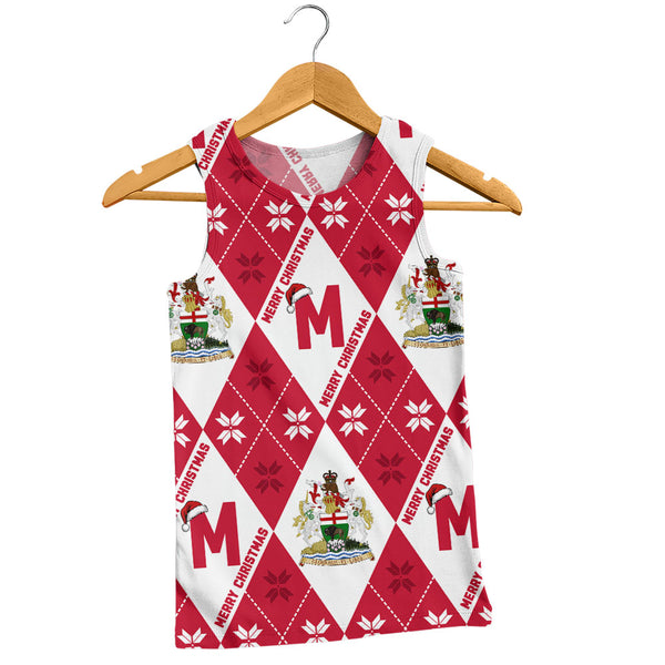 Manitoba Tank Top Christmas Argyle Pattern With Royal Crest