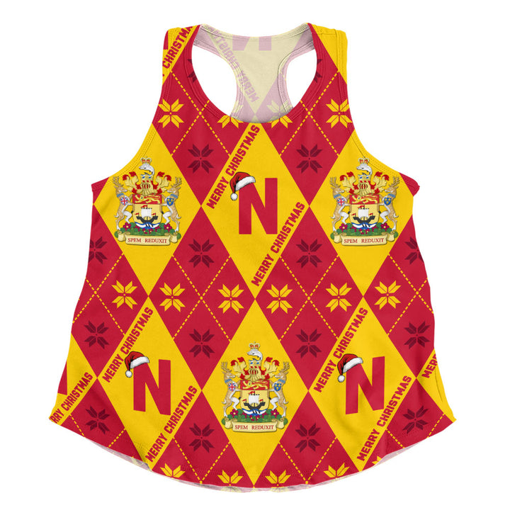 New Brunswick Women Tank Christmas Argyle Pattern With Royal Crest