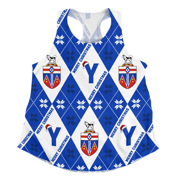 Yukon Women Tank Christmas Argyle Pattern With Royal Crest