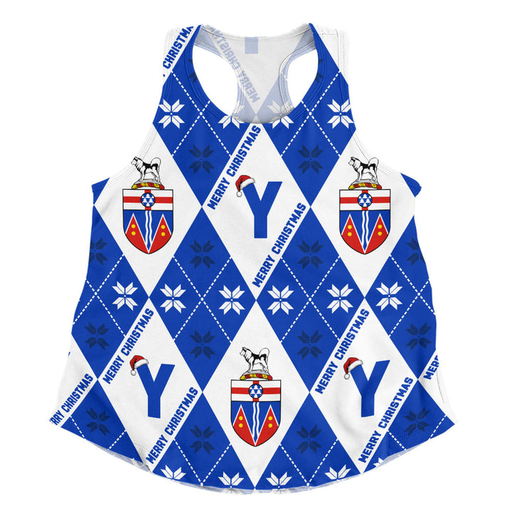 Yukon Women Tank Christmas Argyle Pattern With Royal Crest