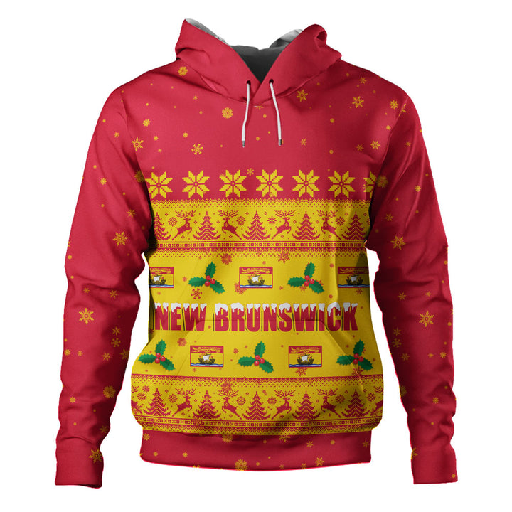 New Brunswick Hoodie Christmas Knit Style Snowflake Reindeer
