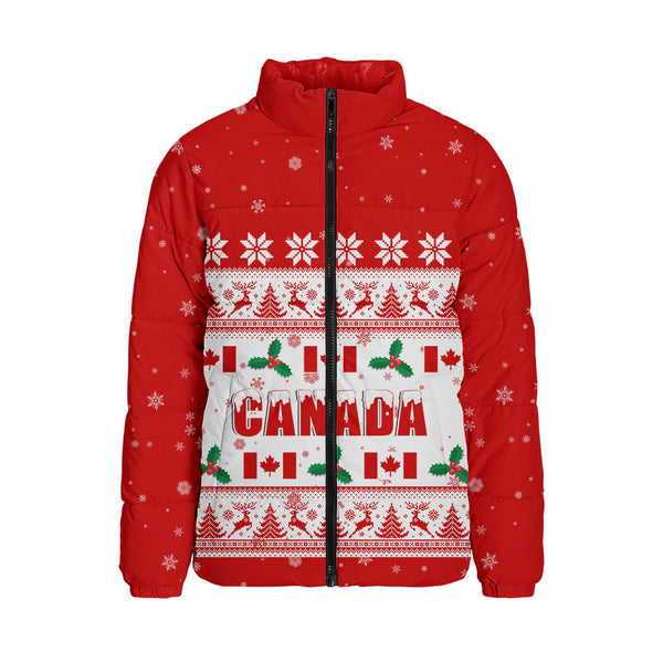 Canada Padded Jacket Christmas Knit Style Snowflake Reindeer