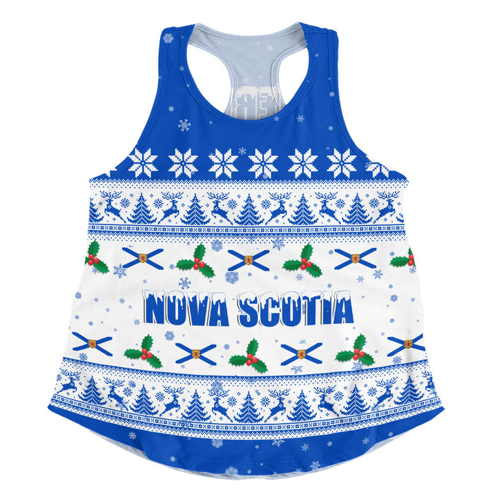 Nova Scotia Women Tank Christmas Knit Style Snowflake Reindeer