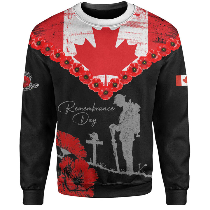 Canada Sweatshirt Remembrance Day Maple Poppy Honor