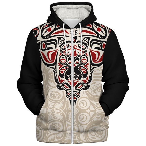 Canada Sherpa Hoodie Haida Thunderbird Tribal Spirit Design