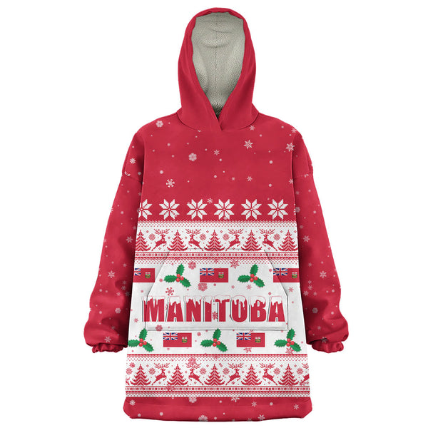 Manitoba Snug Hoodie Christmas Knit Style Snowflake Reindeer