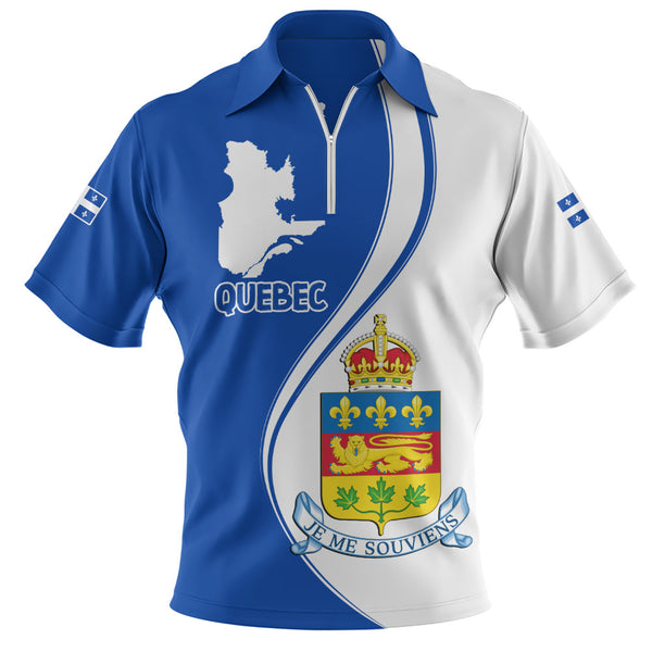 Quebec Zip Polo Shirt Canada Territories Pride