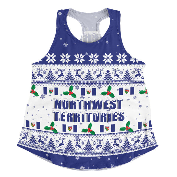 Northwest Territories Women Tank Christmas Knit Style Snowflake Reindeer