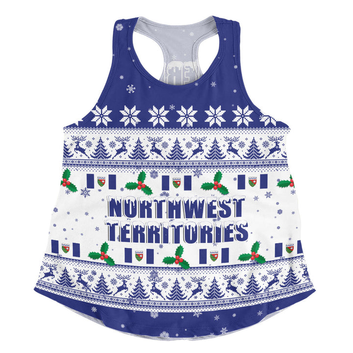 Northwest Territories Women Tank Christmas Knit Style Snowflake Reindeer