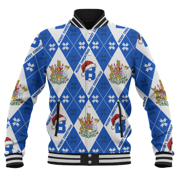 British Columbia Baseball Jacket Christmas Argyle Pattern With Royal Crest