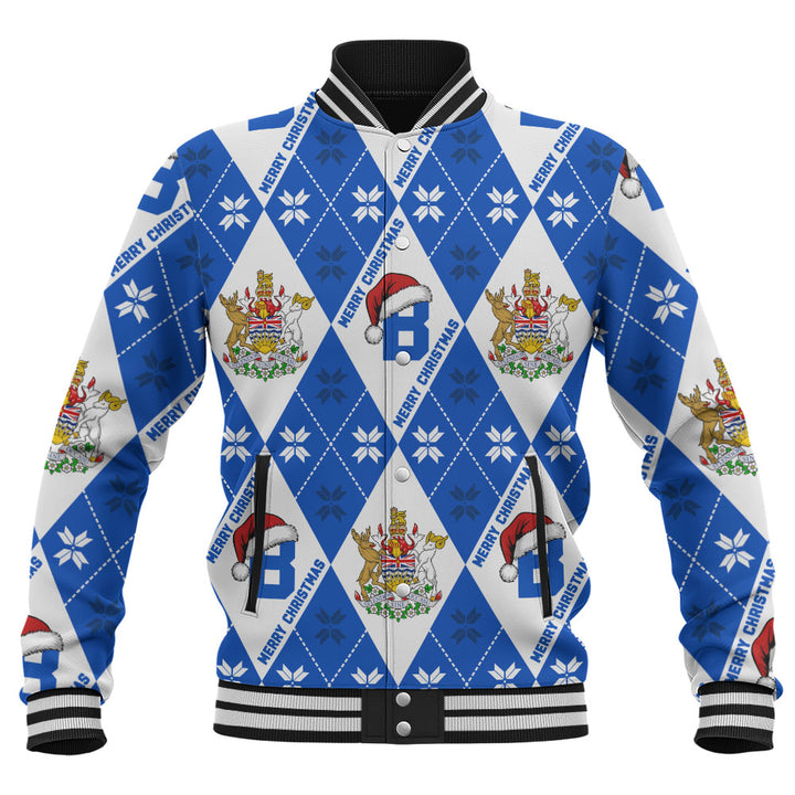 British Columbia Baseball Jacket Christmas Argyle Pattern With Royal Crest
