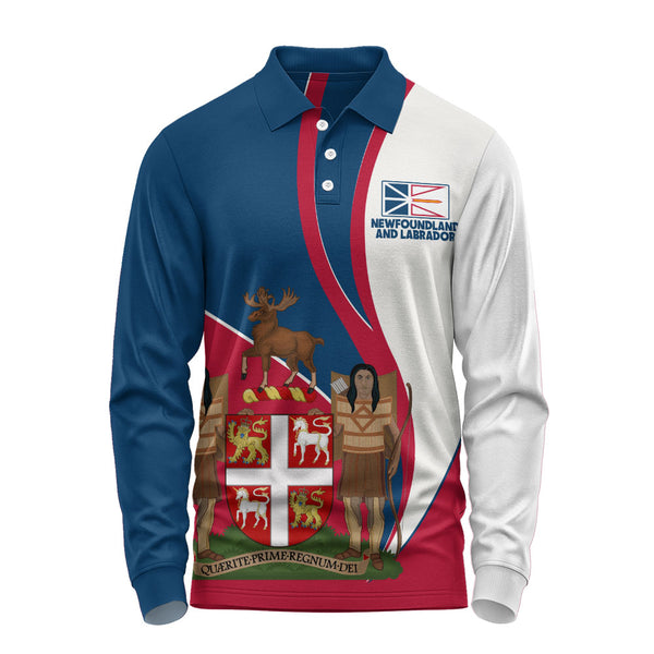 Newfoundland & Labrador Long Sleeve Polo Shirt Heritage Pride Of The North