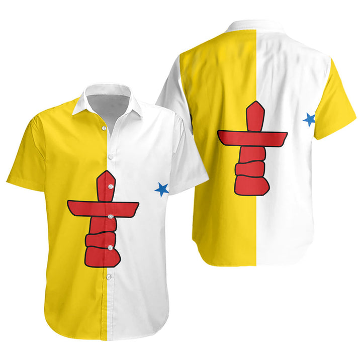 Nunavut Short Sleeve Shirt Flag Minimalist Pride Style