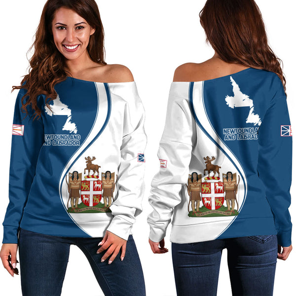 Newfoundland & Labrador Off Shoulder Sweatshirt Canada Territories Pride