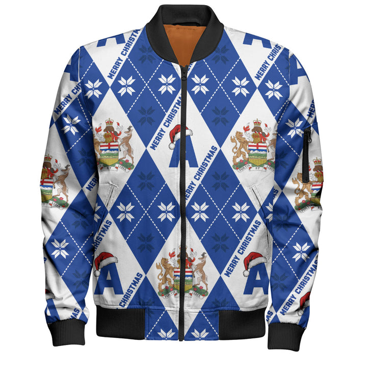 Alberta Bomber Jacket Christmas Argyle Pattern With Royal Crest