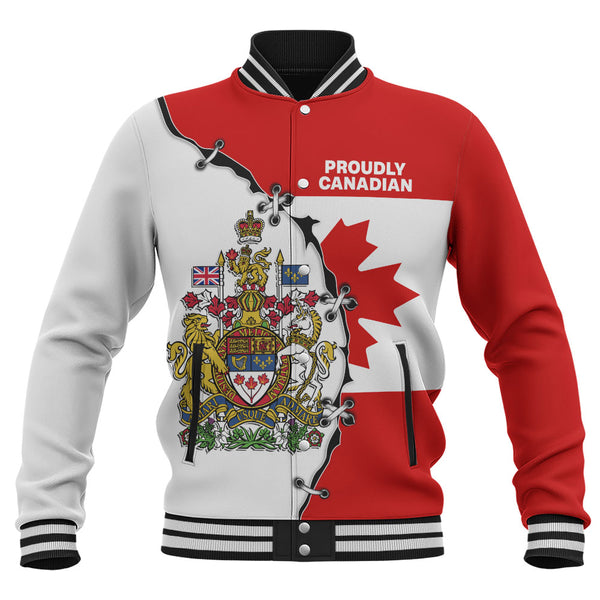 Canada Baseball Jacket Coat Of Arms Unity Zipper Style