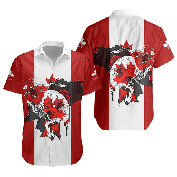 Canada Short Sleeve Shirt Born To Fish Proud To Be Canadian