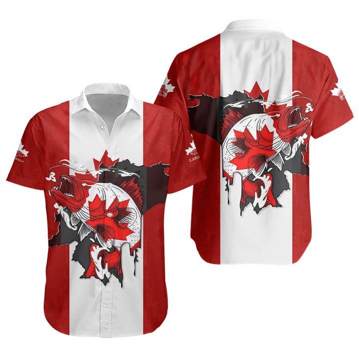 Canada Short Sleeve Shirt Born To Fish Proud To Be Canadian