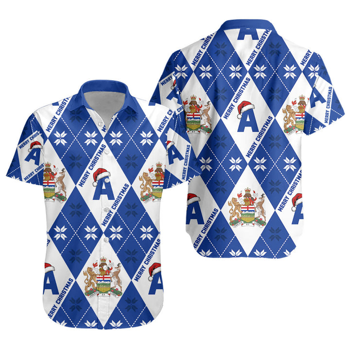 Alberta Short Sleeve Shirt Christmas Argyle Pattern With Royal Crest