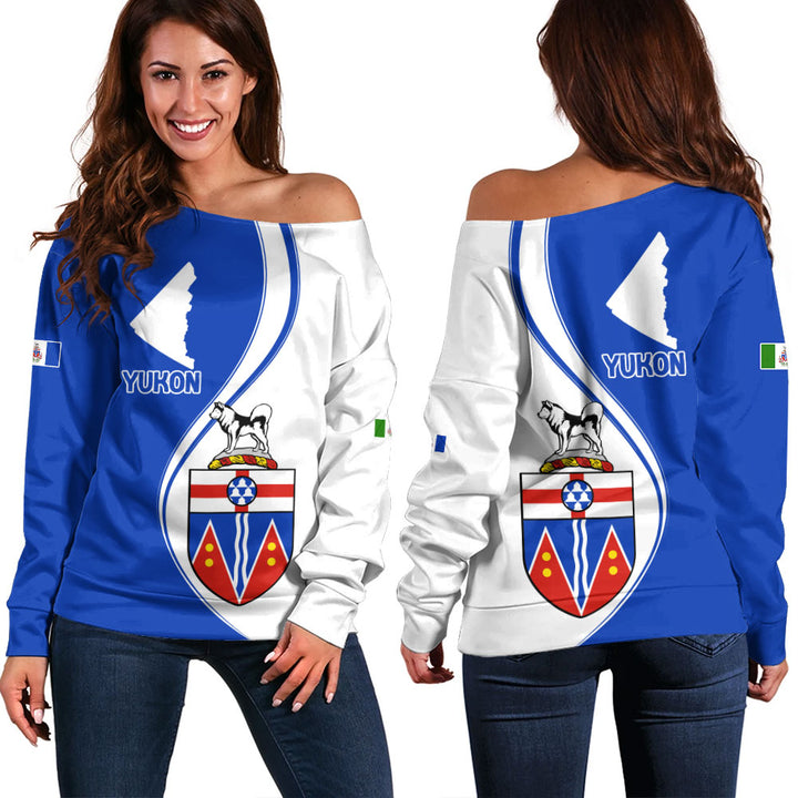 Yukon Off Shoulder Sweatshirt Canada Territories Pride
