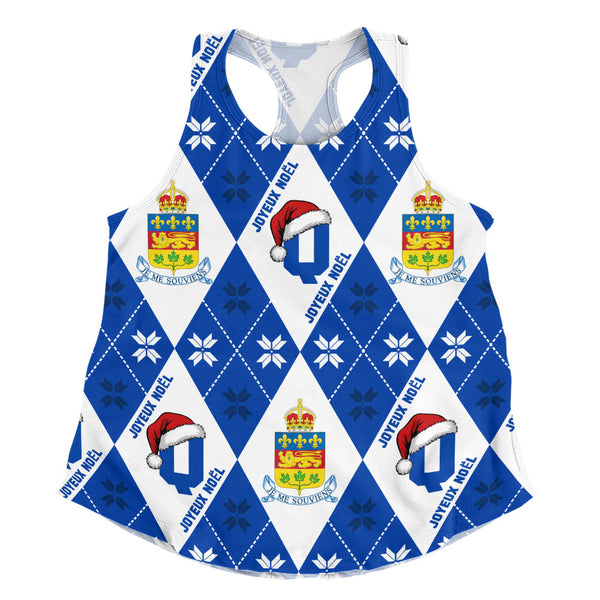 Quebec Women Tank Christmas Argyle Pattern With Royal Crest