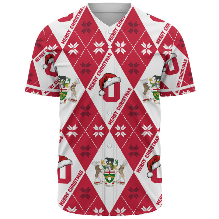 Ontario Baseball Shirt Christmas Argyle Pattern With Royal Crest