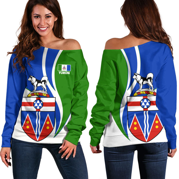 Yukon Off Shoulder Sweatshirt Heritage Pride Of The North