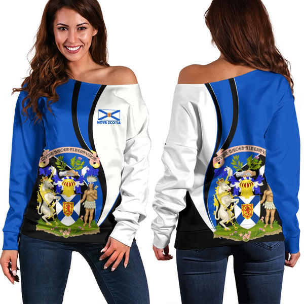 Nova Scotia Off Shoulder Sweatshirt Heritage Pride Of The North