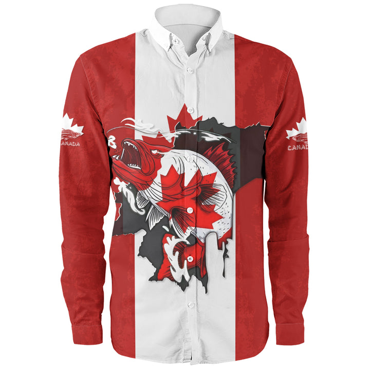Canada Long Sleeve Shirt Born To Fish Proud To Be Canadian