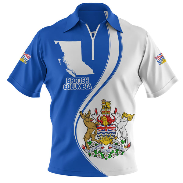 British Columbia Zip Polo Shirt Canada Territories Pride