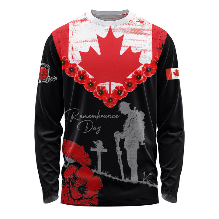 Canada Long Sleeve T-Shirt Remembrance Day Maple Poppy Honor