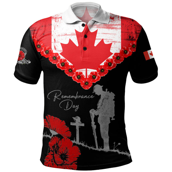 Canada Polo Shirt Remembrance Day Maple Poppy Honor
